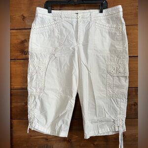 Women’s French Cuff White Cargo Shorts